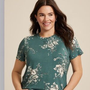 Plus Size 24/7 Kennedy Floral Crew Neck Tee